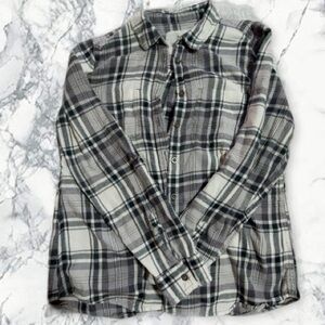 Classic Gray Plaid Button-Up Shirt